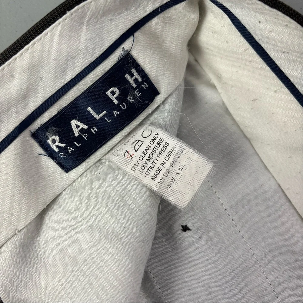 RALPH Ralph Lauren Men's Brown Dress Pants Pleated Front Cuffed Hem Vtg 36x32